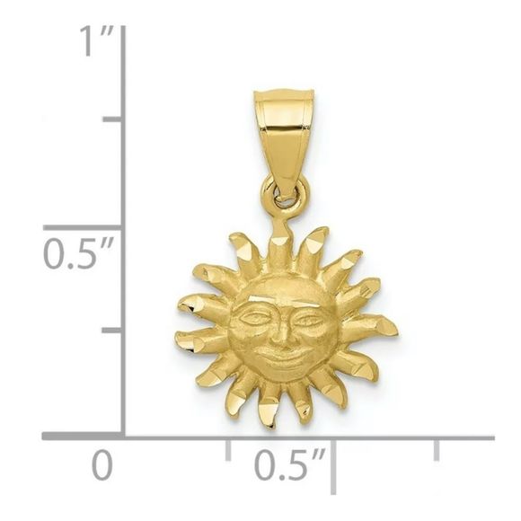 Real 10K Gold Sun Smiling Sunshine Charm Pendant - Picture 2 of 2